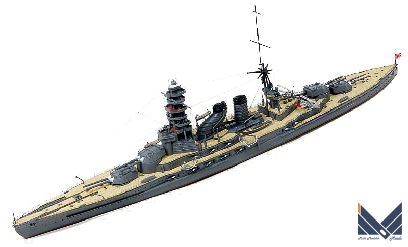 アオシマ　1/700 日本海軍戦艦長門1927　屈曲煙突　プラモデル　完成品