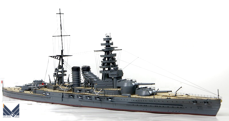 アオシマ　1/700 日本海軍戦艦長門1927　屈曲煙突　プラモデル　完成品
